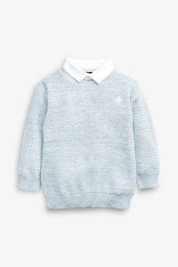 LIGHT BLUE MOCKSHIRT SWEATER (3MTHS-5YRS) - Allsport