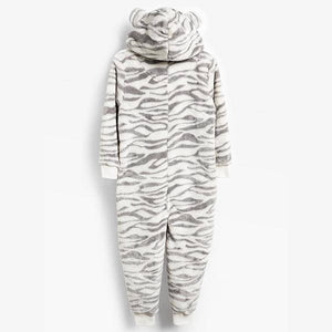 Monochrome Zebra Print Fleece All-In-One (7-12yrs) - Allsport