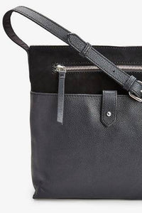 Black Leather Messenger Across-Body Bag - Allsport