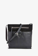 Load image into Gallery viewer, Black Leather Messenger Across-Body Bag - Allsport
