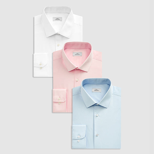 Blue/Pink/White Slim Fit Single Cuff Shirts 3 Pack - Allsport