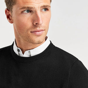 Black Crew Neck  Mock Shirt Jumper