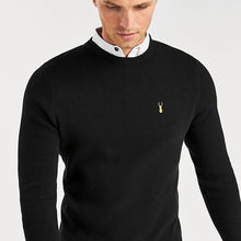 Load image into Gallery viewer, Black Crew Neck  Mock Shirt Jumper
