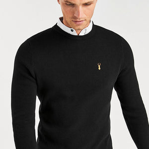 Black Crew Neck  Mock Shirt Jumper