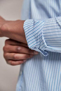 Blue Regular Fit Stripe Stag Shirt - Allsport