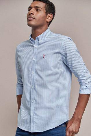 Blue Regular Fit Stripe Stag Shirt - Allsport