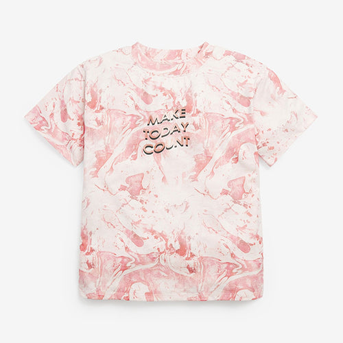 Pink Marble Slogan T-Shirt (3-12yrs) - Allsport