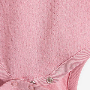 Pink 3 Pack Textured Vest Bodysuits (0mths-18mths) - Allsport