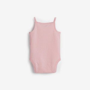 Pink 3 Pack Textured Vest Bodysuits (0mths-18mths) - Allsport