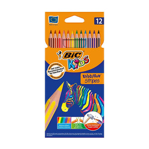 BIC Kids Evolution Stripes Colouring Pencils Wallet 12