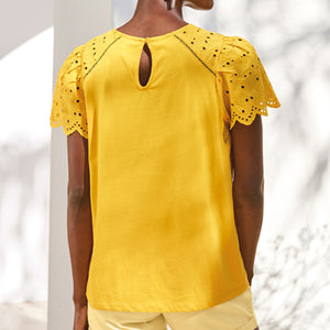 Yellow Broderie T-Shirt - Allsport