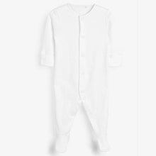 Load image into Gallery viewer, White 5 Pack Essentials Sleepsuits (0-9mths) - Allsport
