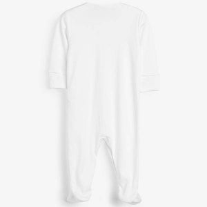 White 5 Pack Essentials Sleepsuits (0-9mths) - Allsport