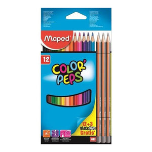 Crayons Color Peps x12 +3 Black Peps Bte Carton 832272