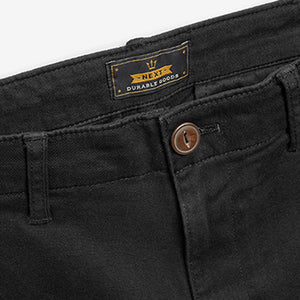 Black Straight Fit Cotton Stretch Cargo Trousers - Allsport