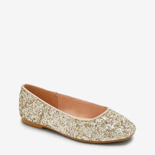 Load image into Gallery viewer, Gold Glitter Ballet Shoes  (older Girls) - Allsport

