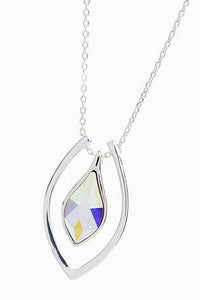 Silver Tone Tear Drop Necklace With Swarovski® Crystals - Allsport