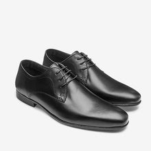 Load image into Gallery viewer, Black Leather Plain Derby Shoes
