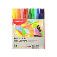 Load image into Gallery viewer, Monami Retractable Wax Crayons 12 Colors
