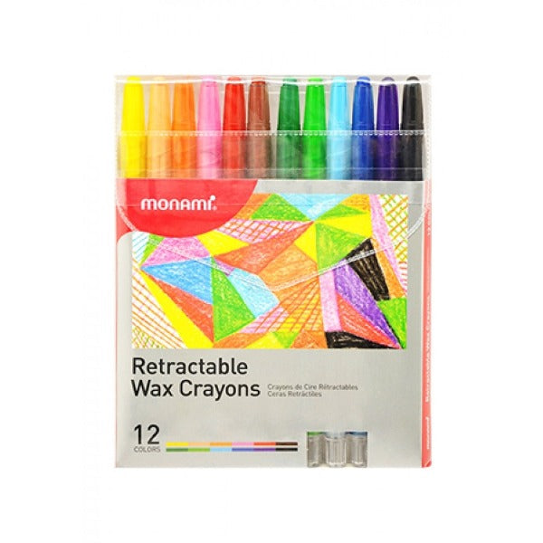 Monami Retractable Wax Crayons 12 Colors
