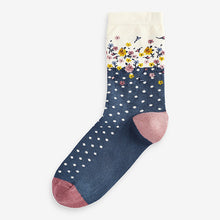 Load image into Gallery viewer, Blue Floral Ankle Socks 5 Pack - Allsport
