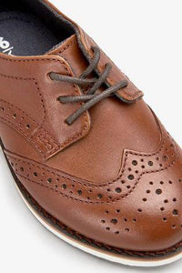 TAN LEATHER BROGUES SHOES - Allsport