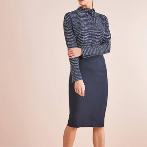 Navy Tailored Fit Pencil Skirt - Allsport