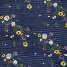 Load image into Gallery viewer, Yellow /Navy Blue Floral Tie And Pocket Square Set - Allsport

