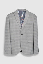Load image into Gallery viewer, Light Grey / Blue Skinny Fit Check Suit: Jacket - Allsport
