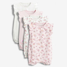 Load image into Gallery viewer, 4PK PINK FLORAL ROMPERS (0-9MTHS) - Allsport
