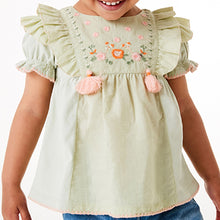 Load image into Gallery viewer, Mint Green Tassel Embroidered Blouse (3mths-6yrs) - Allsport
