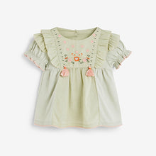 Load image into Gallery viewer, Mint Green Tassel Embroidered Blouse (3mths-6yrs) - Allsport
