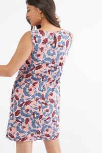 PINK FLORAL LINEN BLEND SHIFT DRESS - Allsport