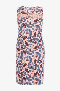 PINK FLORAL LINEN BLEND SHIFT DRESS - Allsport