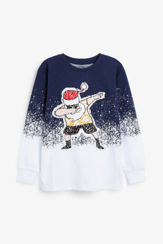 Slap Santa Flippy Sequin T-Shirt (3-12yrs) - Allsport