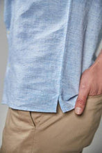 Load image into Gallery viewer, Blue Regular Fit Linen Blend Short Sleeve Shirt - Allsport
