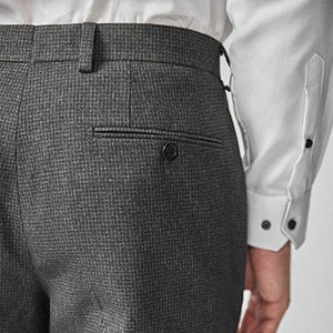 Grey Tailored Fit Puppytooth Trousers - Allsport