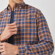 Load image into Gallery viewer, Brown Brushed Flannel Check Long Sleeve Shirt - Allsport
