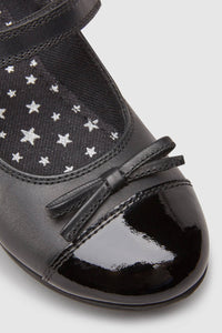 Black Leather Patent Toe Cap Mary Jane Shoes (Older) - Allsport