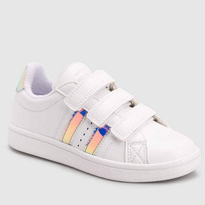 White With Iridescent Detail Touch Fastening Trainers (Older) - Allsport