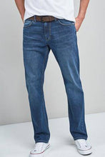 Load image into Gallery viewer, MID BLUE BELTED JEANS - Allsport
