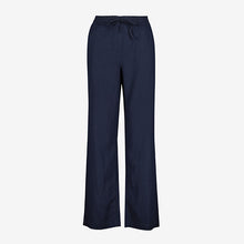 Load image into Gallery viewer, Navy Linen Blend Wide Leg Trousers - Allsport
