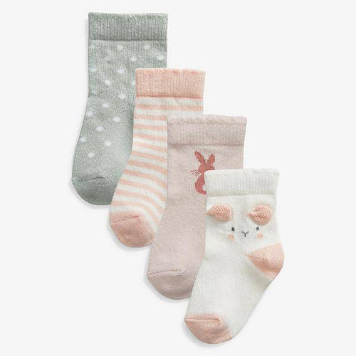 Pink/Mint 4 Pack Socks (0mth-12mths) - Allsport
