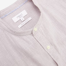 Load image into Gallery viewer, Grey Grandad Collar Regular Fit Linen Blend Short Sleeve Shirt - Allsport
