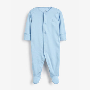 Blue/White 3 Pack GOTS Certified Organic Cotton Sleepsuits (up to 18 months)