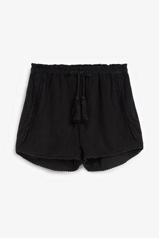Trim Detail Black Shorts - Allsport