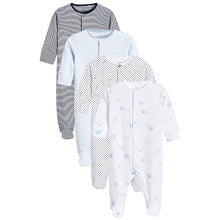 Load image into Gallery viewer, 4 Pack Blue Sleepsuits (UP TO 1MTH) - Allsport
