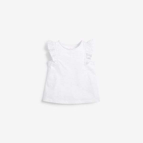 White Broderie Frill GOTS Organic Vest (3mths-6yrs) - Allsport