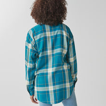 Load image into Gallery viewer, Blue Check Boyfriend Shirt - Allsport
