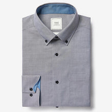 Load image into Gallery viewer, Blue/Grey Regular Fit Single Cuff Easy Iron Button Down Oxford Shirts 2 Pack
